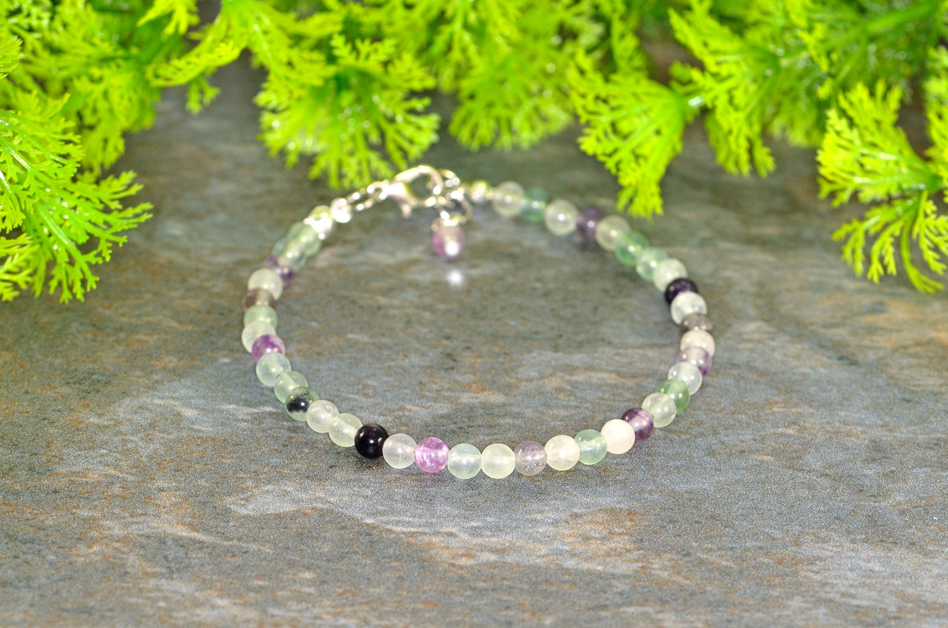 4mm Natural Rainbow Fluorite Bracelet for women