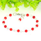 Close up of 4mm Natural Red Dyed Coral Link Bracelet.