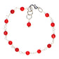 Top view of 4mm Natural Red Dyed Coral Link Bracelet.