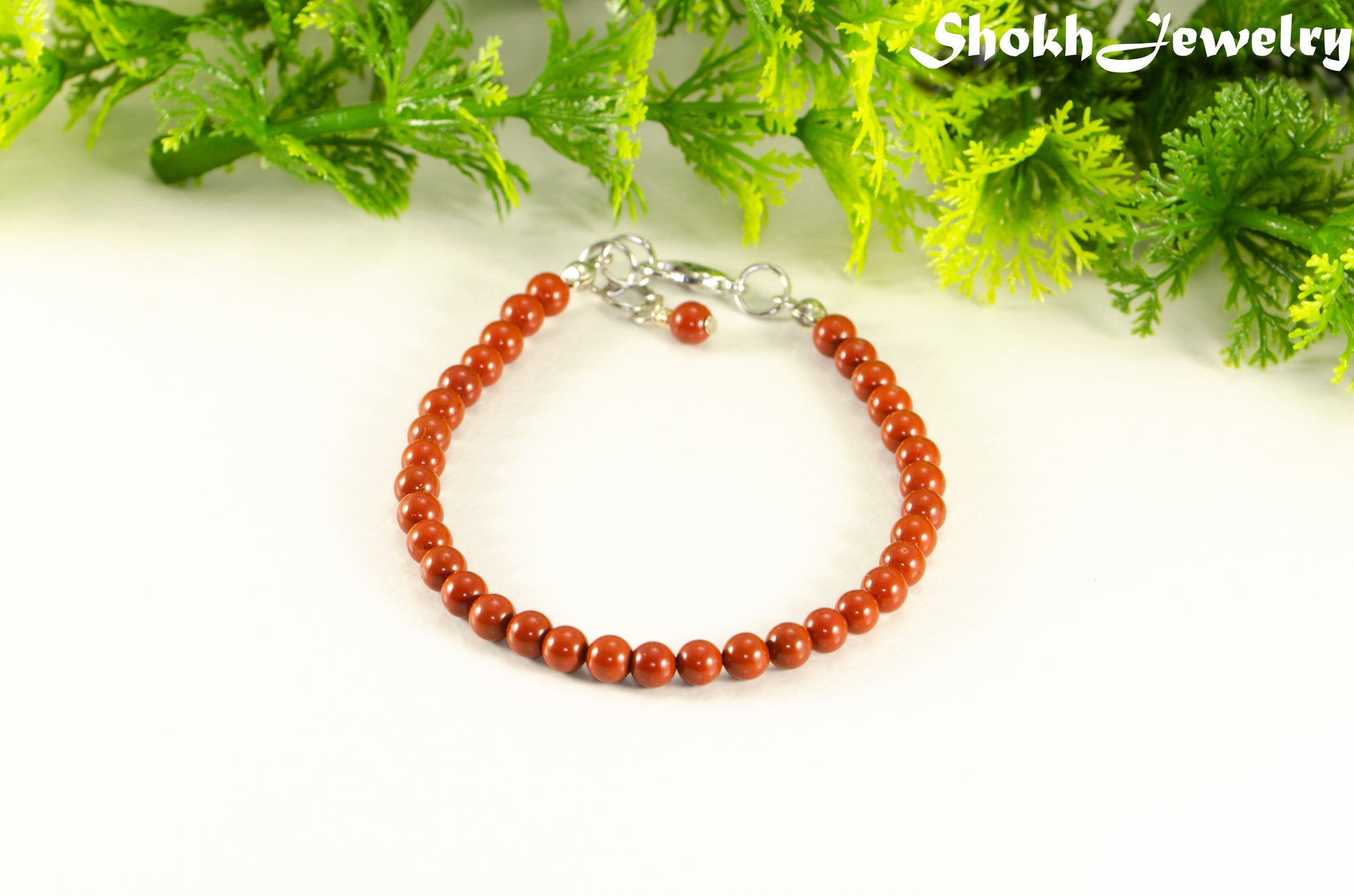 4mm Natural Red Jasper anklet with Clasp.