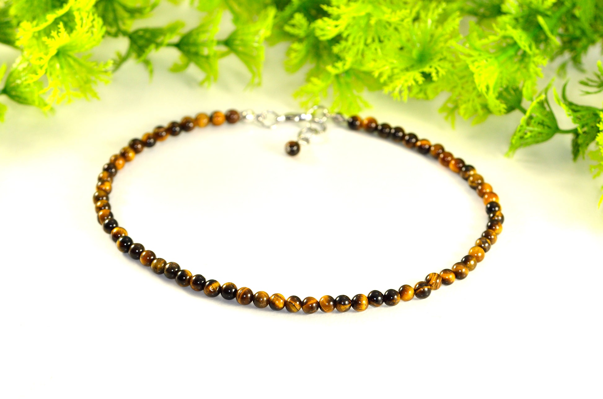 4mm Natural Tiger's Eye Choker Necklace for men/women.