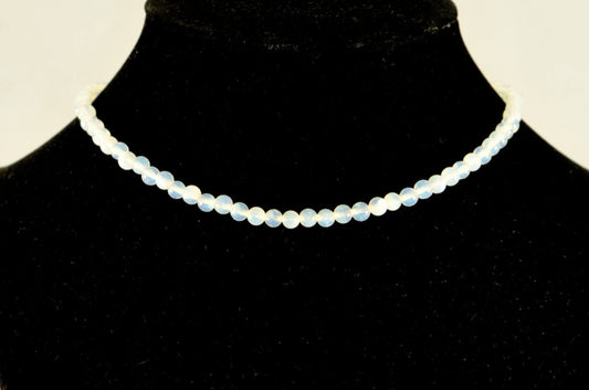 4mm Opal Crystal Choker Necklace displayed on a bust.