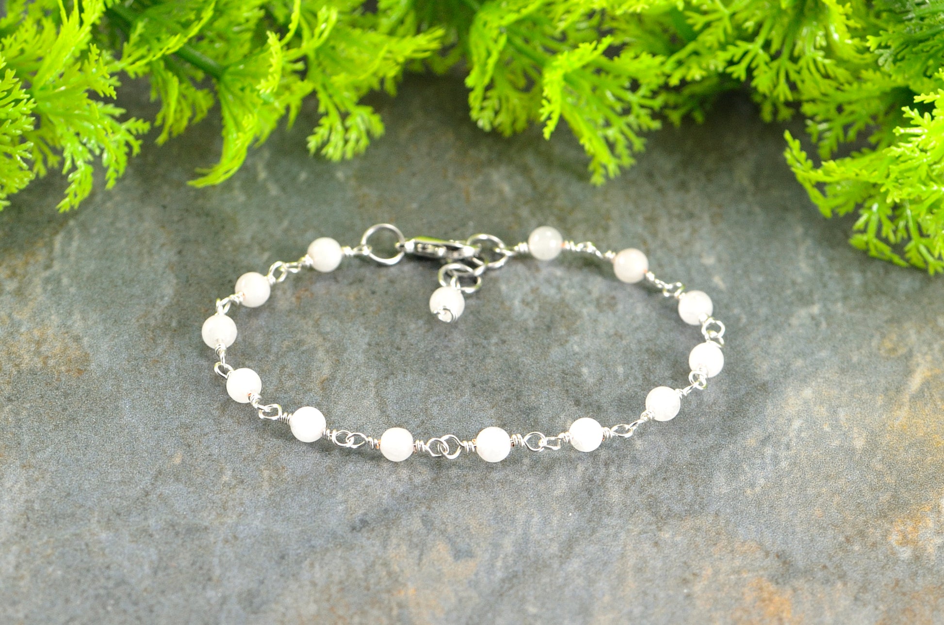 4mm Rose Quartz Link Bracelet with lobster claw clasp.