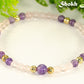 Close up of 4mm Rose Quartz and Amethyst Bracelet.