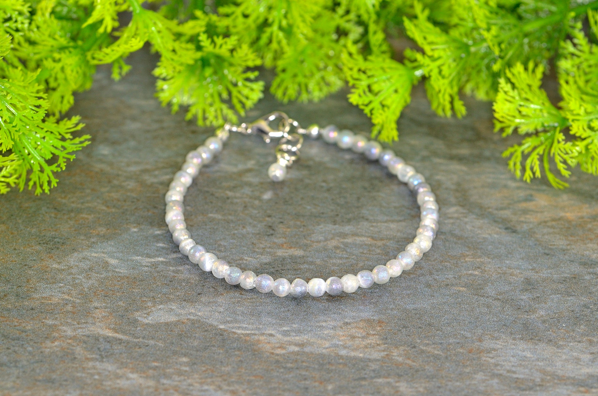 4mm Sparkly Selenite Bracelet for women.