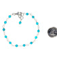 4mm Turquoise Beaded Link Bracelet beside a dime.