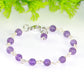 Close up of 6mm Amethyst Link Bracelet.