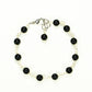 Top view of 6mm Black Obsidian Link Chain ankle Bracelet.