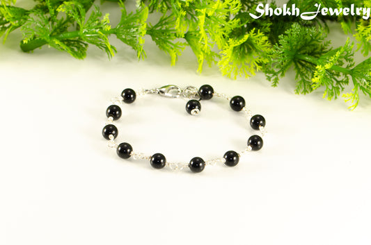 6mm Black Obsidian Link Chain anklet for women/men.