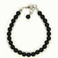 Top view of 6mm Black Obsidian Beaded Anklet.