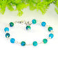 Close up of 6mm Blue Jade Link Bracelet.