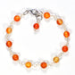Top view of 6mm Carnelian Link Bracelet for Women.