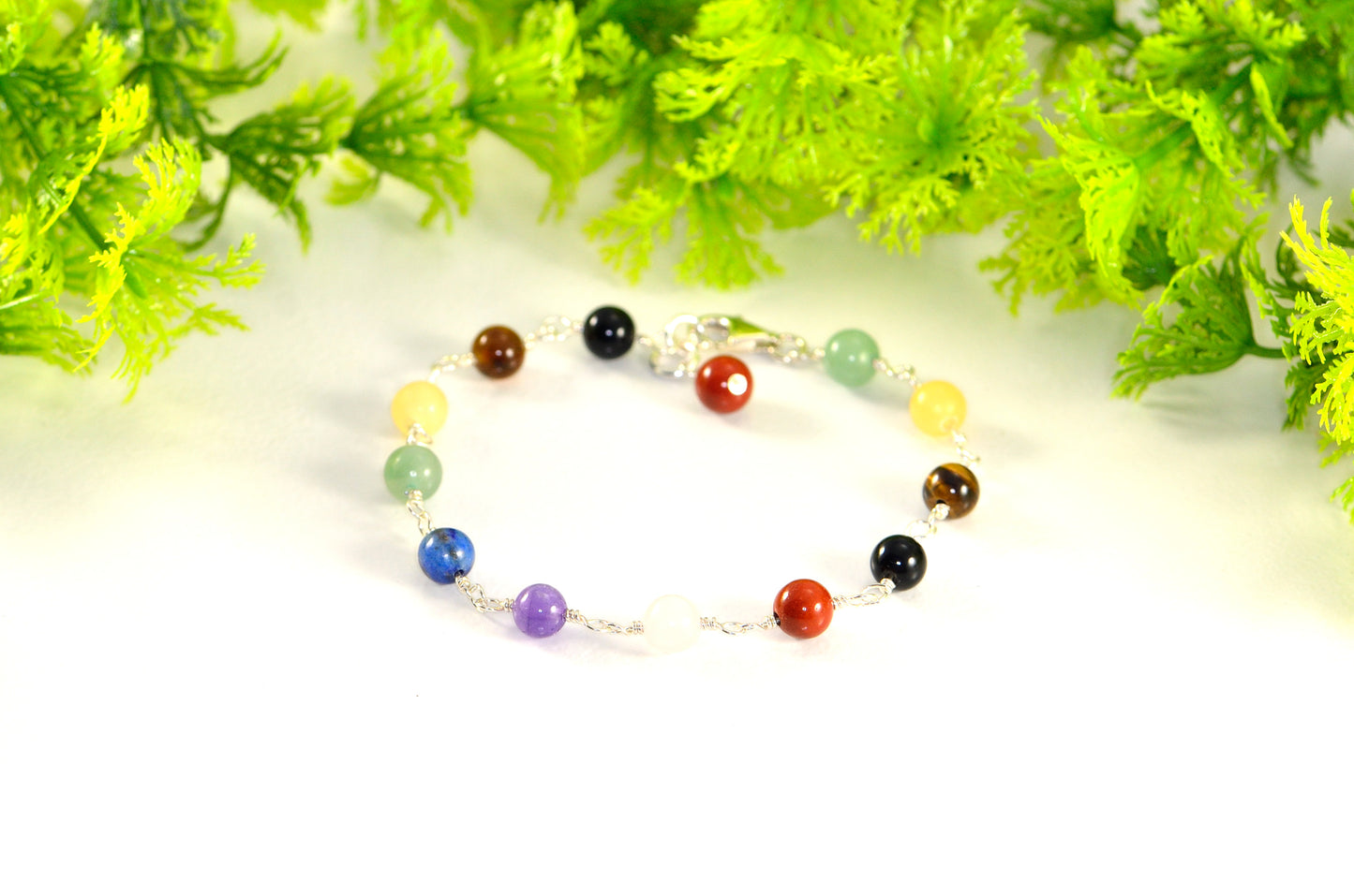 6mm Chakra Bracelet with Sterling Silver Clasp for women