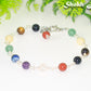 6mm Chakra Gemstone Link Bracelet with Clasp and a dangle.