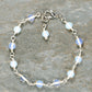 Top view of 6mm Clear White Opal Link Chain ankle Bracelet.