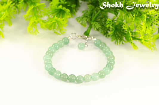 6mm Green Aventurine Beaded Bracelet for women.