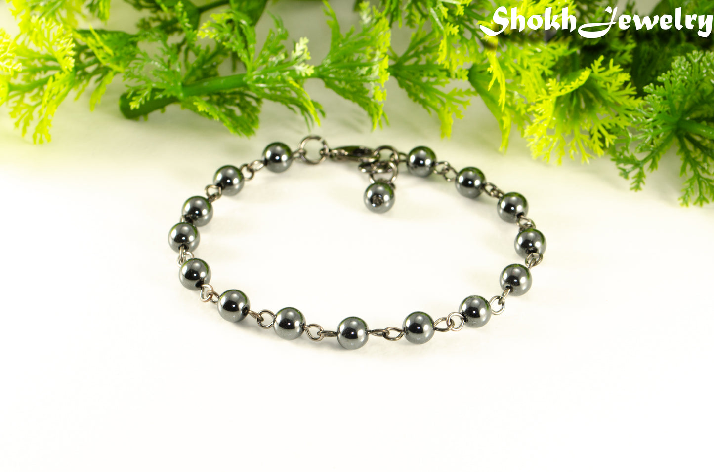 6mm Hematite Link anklet for Women.