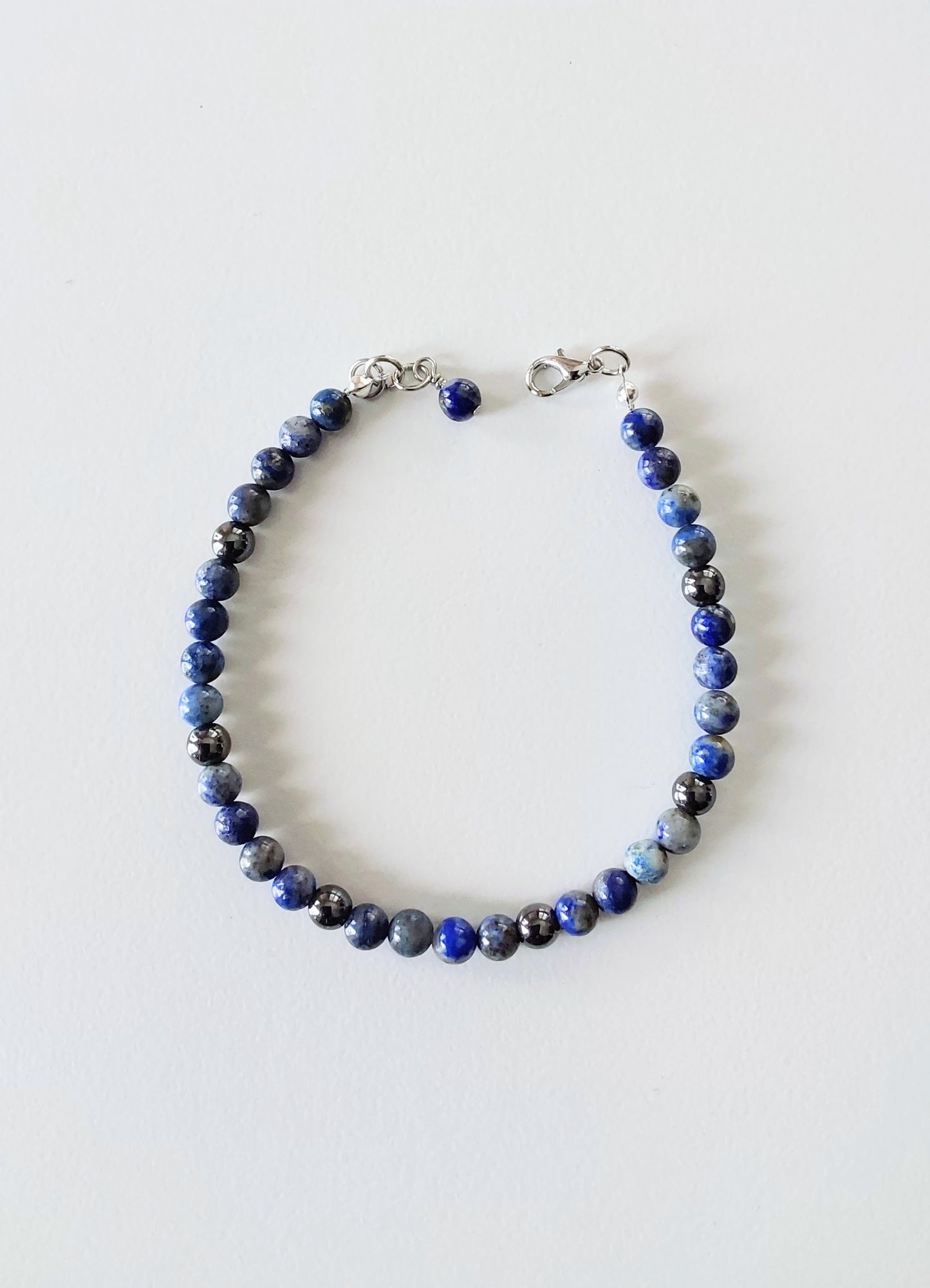 6mm Lapis Lazuli and Hematite Bracelet with Clasp