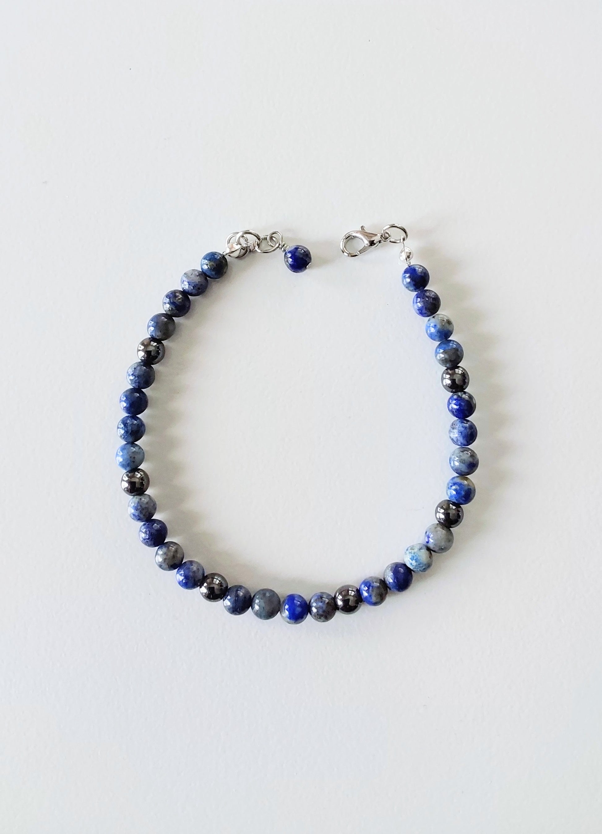6mm Lapis Lazuli and Hematite Bracelet with Clasp