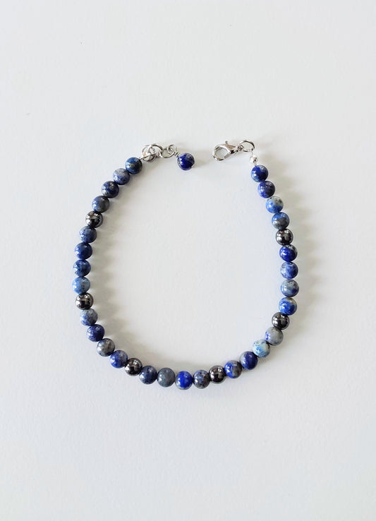 6mm Lapis Lazuli and Hematite Bracelet with Clasp
