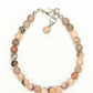 Top view of 6mm Pink Zebra Jasper Beaded Anklet.
