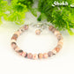 6mm Pink Zebra Jasper Beaded Anklet for women.