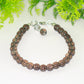6mm Smoky Quartz Beaded Anklet with Clasp and a dangle.