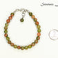 6mm Unakite Jasper Beaded Anklet beside a dime.