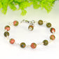 Close up of 6mm Unakite Jasper Link Bracelet.