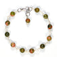 Top view of 6mm Unakite Jasper Link Bracelet.