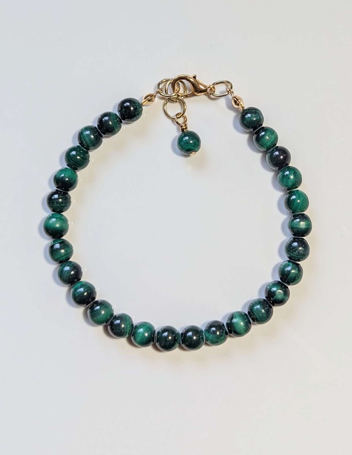 6mm Genuine Malachite Bracelet with Clasp