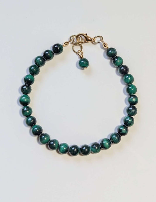 6mm Genuine Malachite Bracelet with Clasp