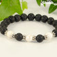 Close up of 8mm Black Lava Stone and White Howlite Bracelet.