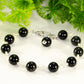 8mm Black Obsidian Link Anklet with clasp and a dangle.