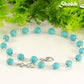 8mm Turquoise Howlite Link Choker Necklace with lobster claw clasp, extender chain and a dangle.