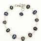 Top view of Black Dyed Freshwater Pearls Link Chain Ankle Bracelet.
