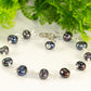 Close up of Black Dyed Freshwater Pearls Link Chain Anklet.