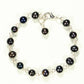 Top view of Black Freshwater Pearls Link Chain Bracelet.