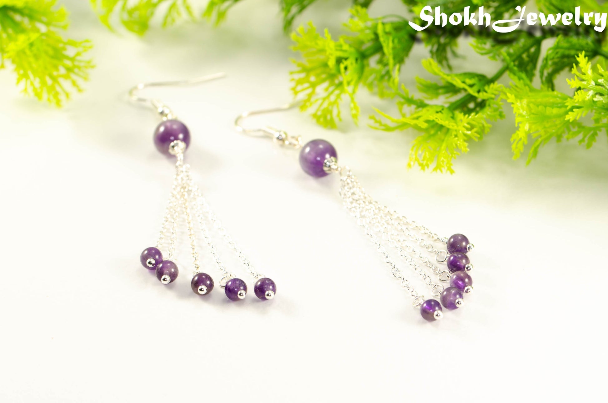 Cascading Amethyst Crystal Drop Earrings for women.