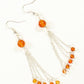 Top view of Cascading Carnelian Crystal Drop Earrings.