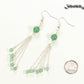 Cascading Green Aventurine Crystal Drop Earrings beside a dime.