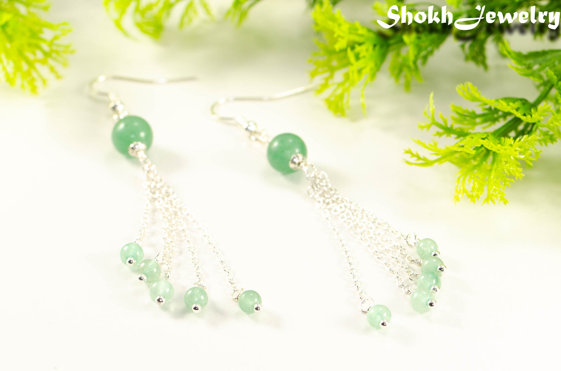 Cascading Green Aventurine Crystal Drop Earrings for women.