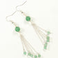 Top view of Cascading Green Aventurine Crystal Drop Earrings.