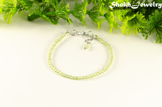 Dainty Peridot Anklet with Clasp.