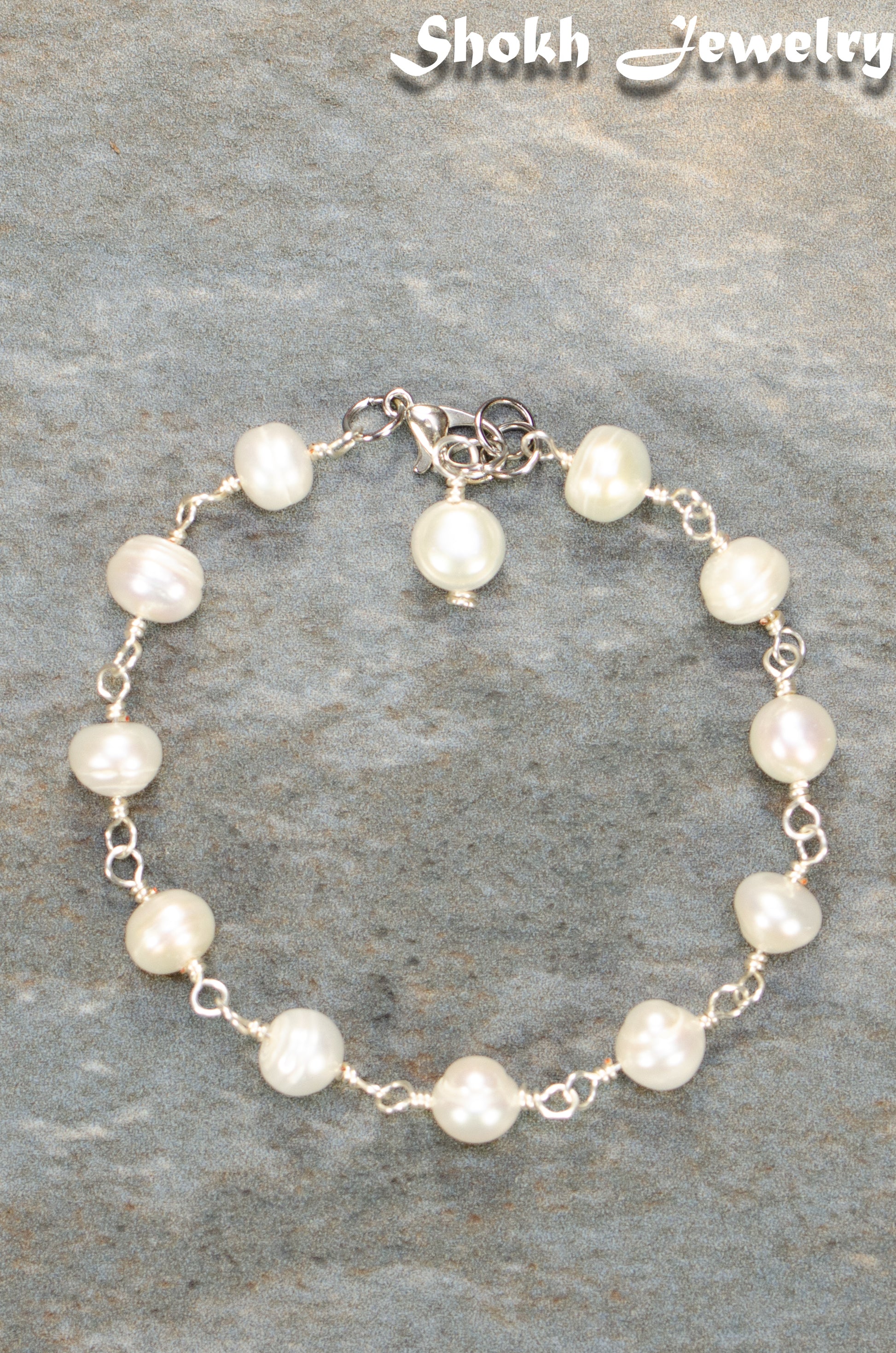 Handmade Freshwater Pearls Link Anklet for women.