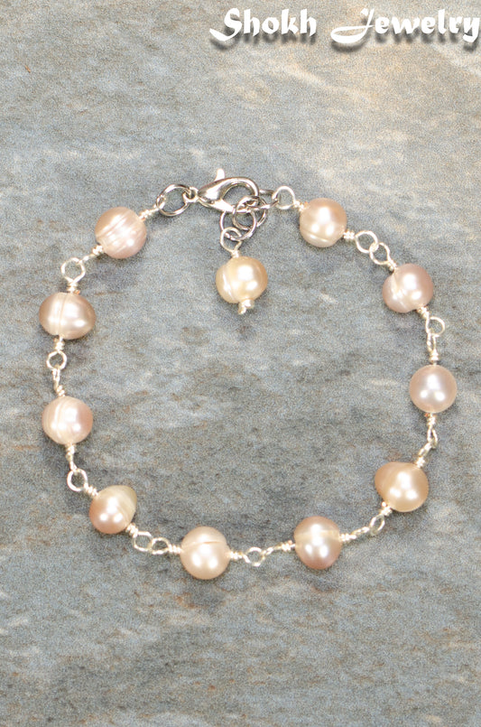 Lavender Freshwater Pearls Link Anklet for women.