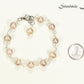 Lavender Freshwater Pearls Link Chain Bracelet on white background.