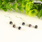 Long Silver Plated Chain and Black Pearl Earrings with silver plated ear wires.