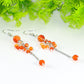 Long Stainless Steel Chain and Carnelian Earrings for women.