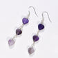 Top view of Natural Amethyst Heart Dangle Earrings.